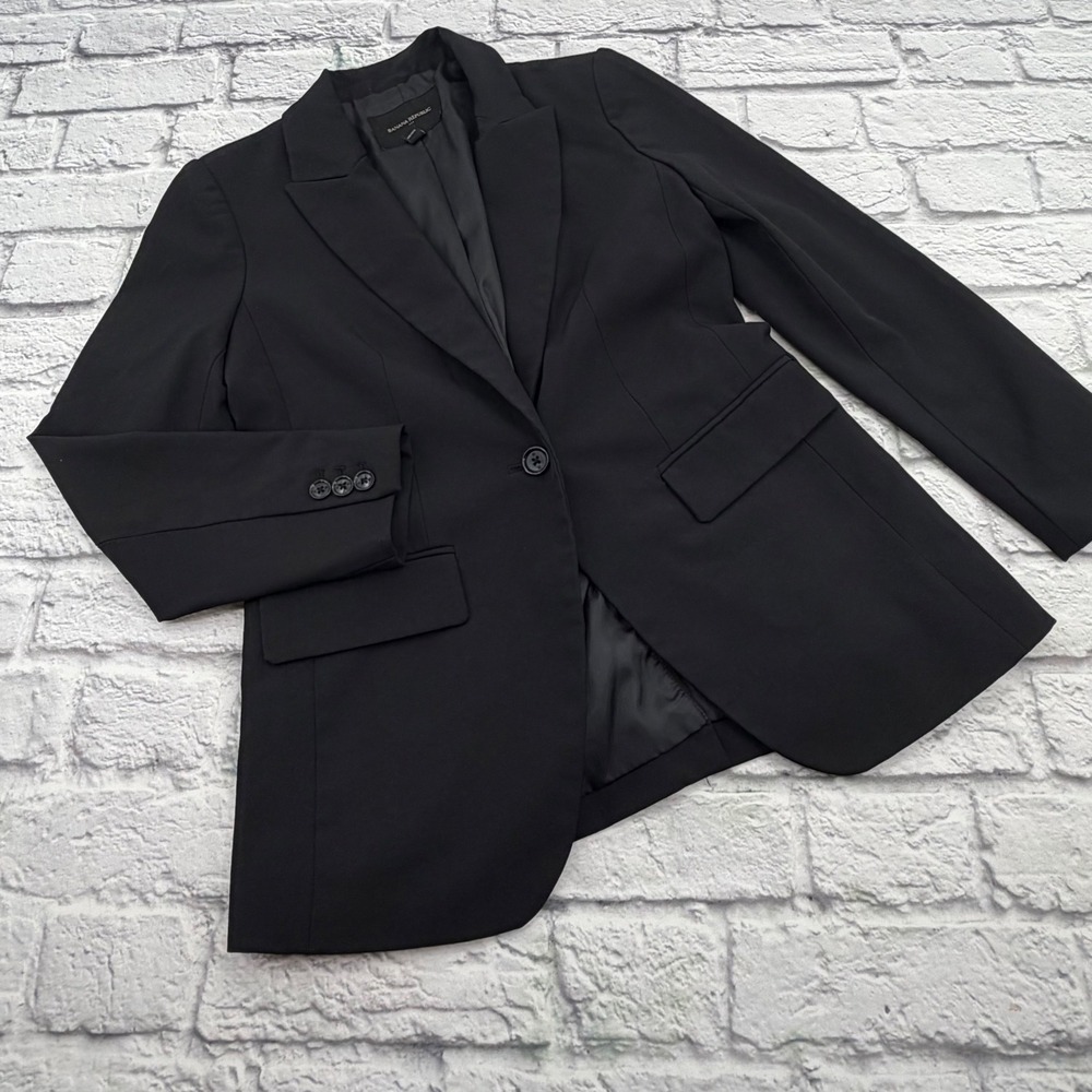 Banana Republic Womens Black One Button Blazer Jacket Professional Size 2P
